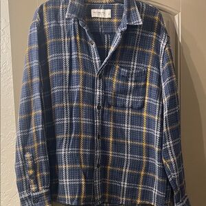 Blue Silver and Gold  Plaid Men's Shirt